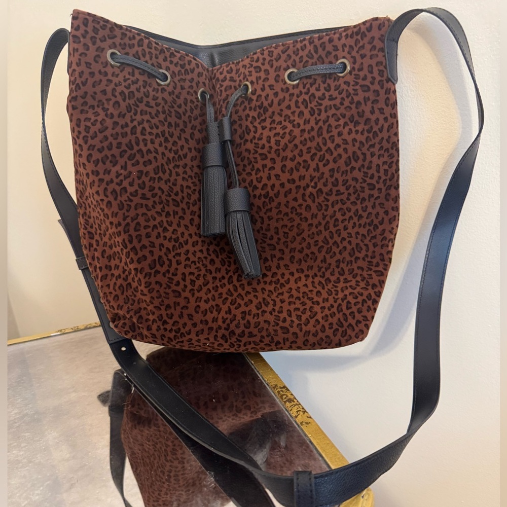 Leopard Print Brown and Black Shoulder Bag